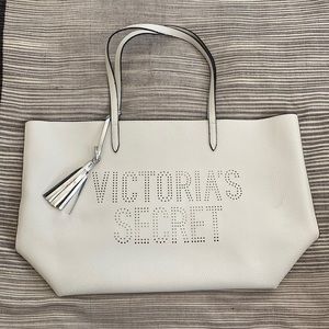 Victoria's Secret White Tote Bag with Tassel
